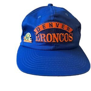 Vintage 90s Denver Broncos Snapback Hat NFL With Pin 1987 Korea Blue Sports